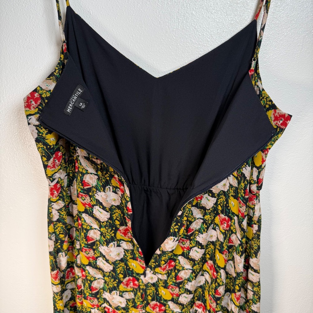 J.Crew Floral Maxi Dress 14 Black Multi Tiered Boho Cottagecore Garden Party Sun - Picture 6 of 11